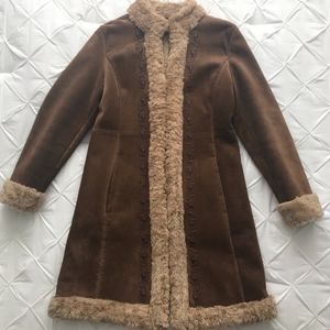 Guess Leather Knee-length Coat - Brown & Tan